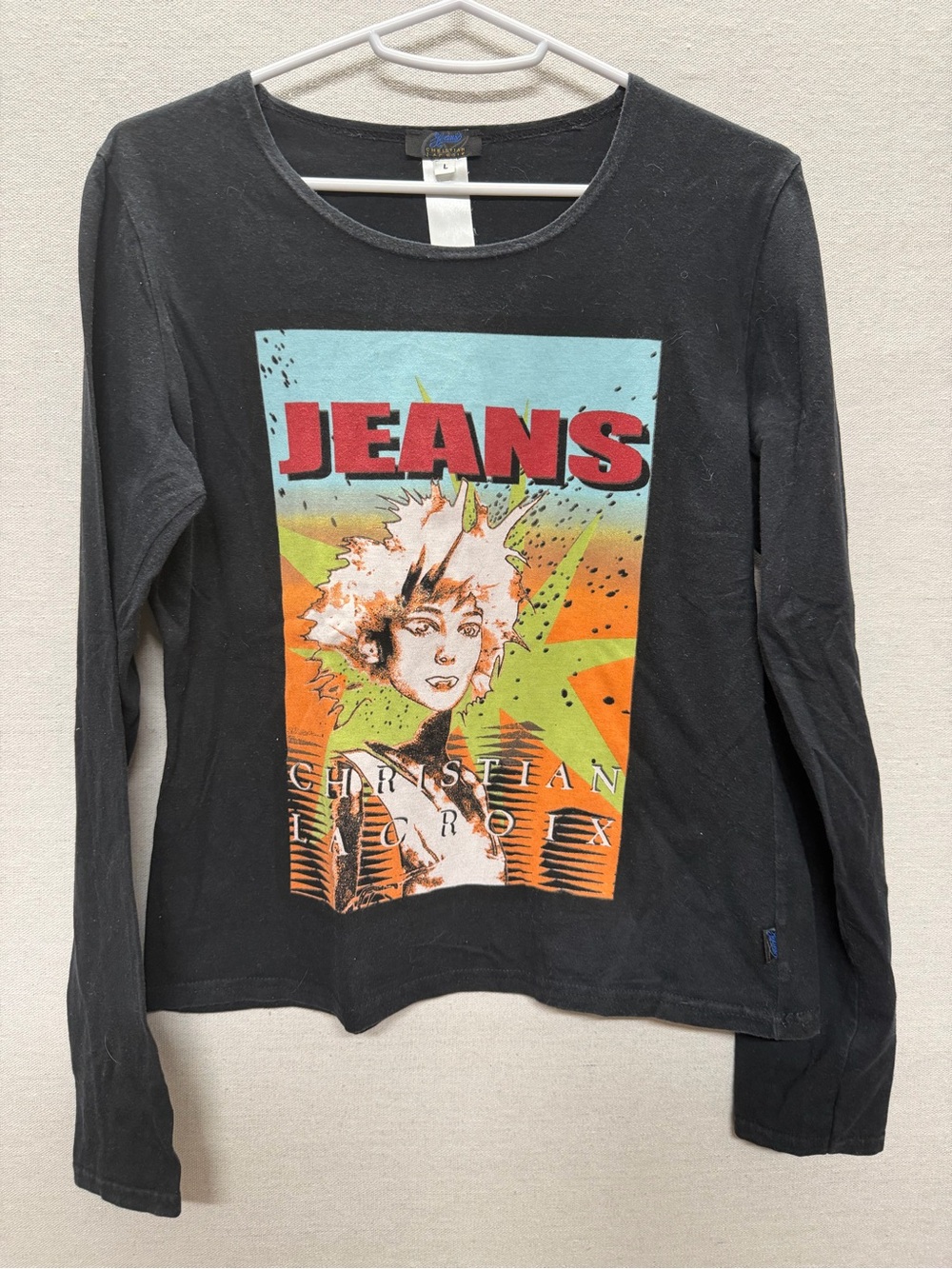 Christian Lacroix Long Sleeve Tee with Pop Art Graphic - size L